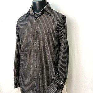 Dark Charcoal striped shirt w contrast trim-size M